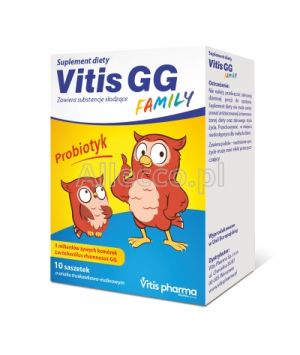 Vitis GG Family (smak truskawkowo-malinowy) 10 saszetek z proszkiem do rozpuszczenia w ustach