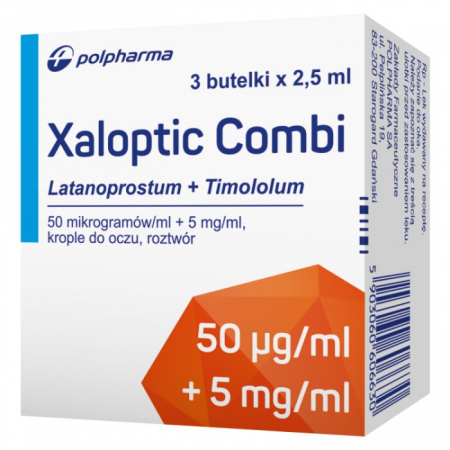 Xaloptic Combi 50 mcg + 5 mg/ml 3 butelki po 2,5 ml