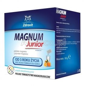 ZDROVIT Magnum Junior (smak pomarańczowy) 20 saszetek z proszkiem / Magnez dla dzieci