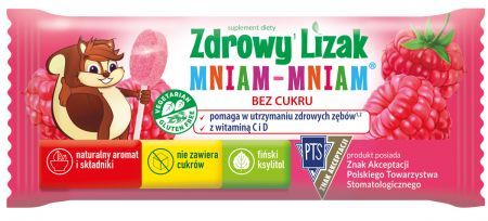 Zdrowy Lizak Mniam-Mniam - smak malinowy 1 szt.